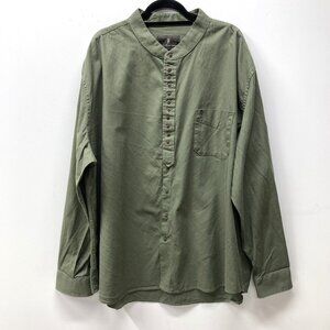 Celtic Ranchwear Size 4XL Irish Grandfather Green Cotton Linen Blend Shirt
